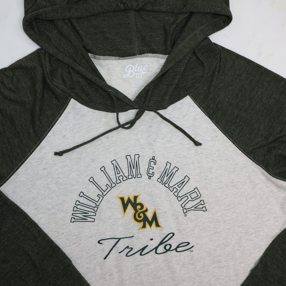 Blue 84 William & Mary Tribe Hoodie Womens Large Green Grey Lightweight Pullover